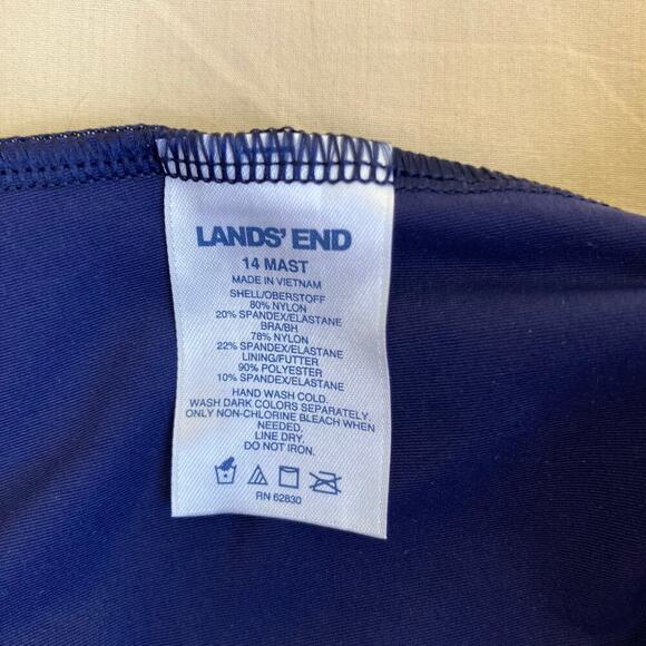 Lands’ End Women's sz 14 Mastectomy Square Neck Tankini Swimsuit Top Deep Navy - Picture 16 of 16